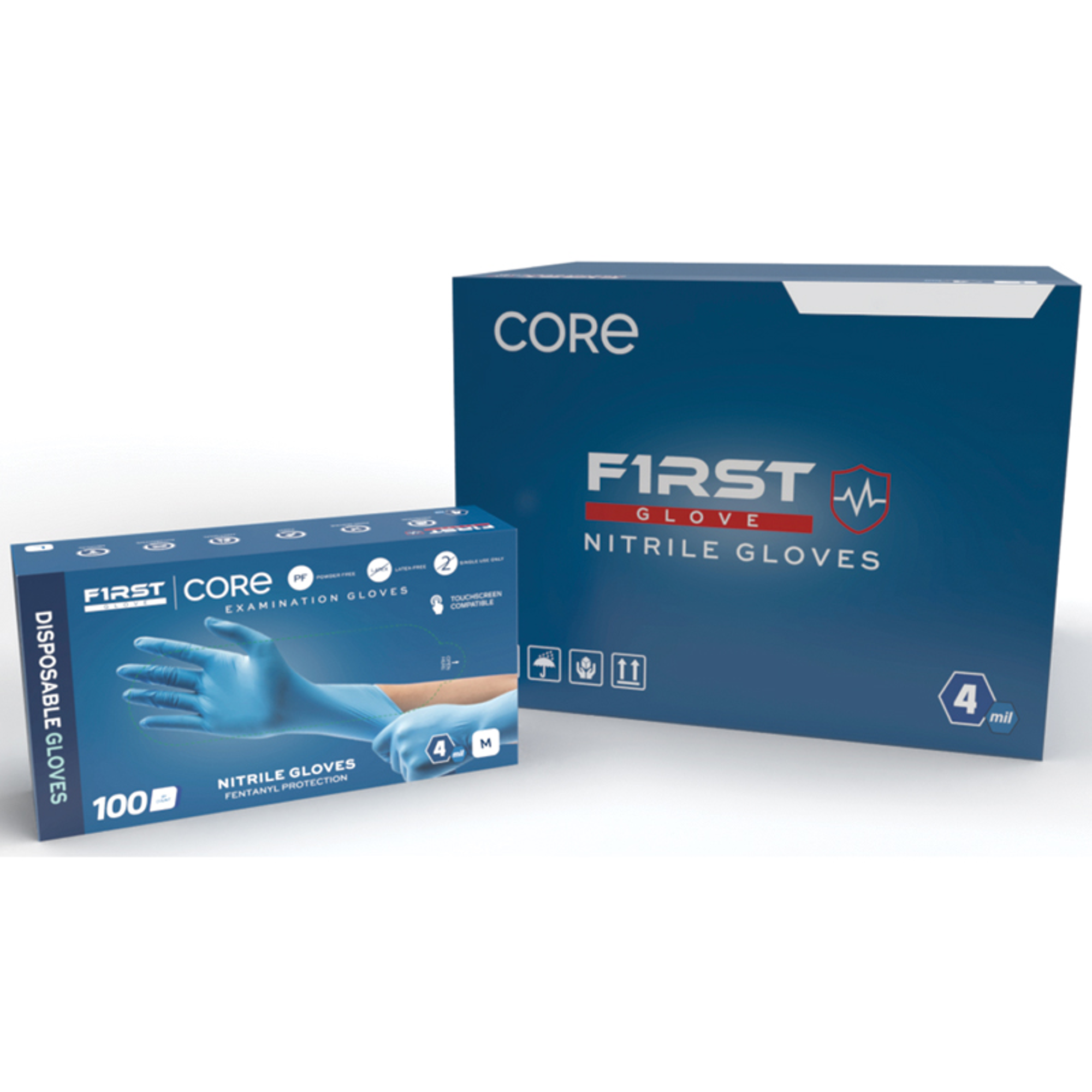 CORE Blue Nitrile 4 Mill Examination Gloves